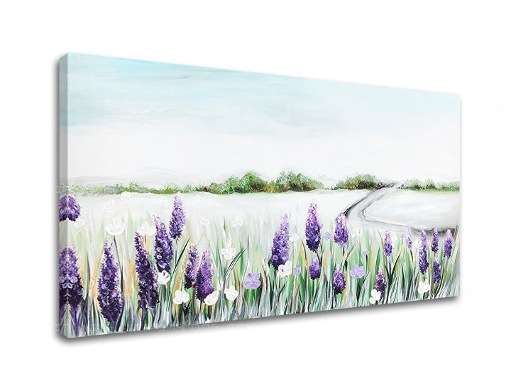 Moderan slika s motivom lavanda, polje, nebo u belo-ljubičastih nijansama | Slika na platnu PRÍRODA, priroda – pregled