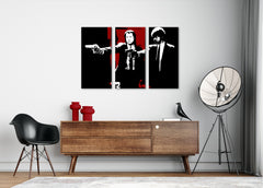 Pop art slika na platnu s motivom Pulp Fiction u belo-crvenih nijansama, intenzivna atmosfera, filmski svet, pogodan za dnevnog boravka | POP Art slika Pulp Fiction – glavna