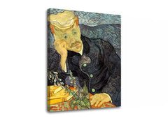 Vintage slika na platnu s motivom Vincent van Gogh - Portrét dr. Gacheta, cveće, priroda u plavo-zelenih nijansama, kontemplativna atmosfera, pogodan za radne sobe – proizvod