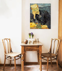 Vintage slika na platnu s motivom Vincent van Gogh - Portrét dr. Gacheta, cveće, priroda u plavo-zelenih nijansama, kontemplativna atmosfera, pogodan za radne sobe – glavna