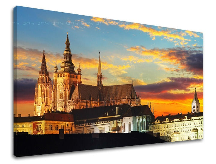 U skandinavskom stilu slika na platnu s motivom GRAD PRAHA, priroda u belo-crvenih nijansama, mirna atmosfera, pogodan za kuhinje | Slika za zid GRAD PRAHA – glavna