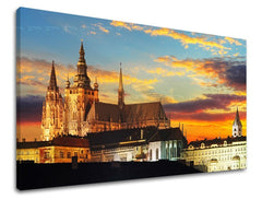 U skandinavskom stilu slika na platnu s motivom GRAD PRAHA, priroda u belo-crvenih nijansama, mirna atmosfera, pogodan za kuhinje | Slika za zid GRAD PRAHA – glavna
