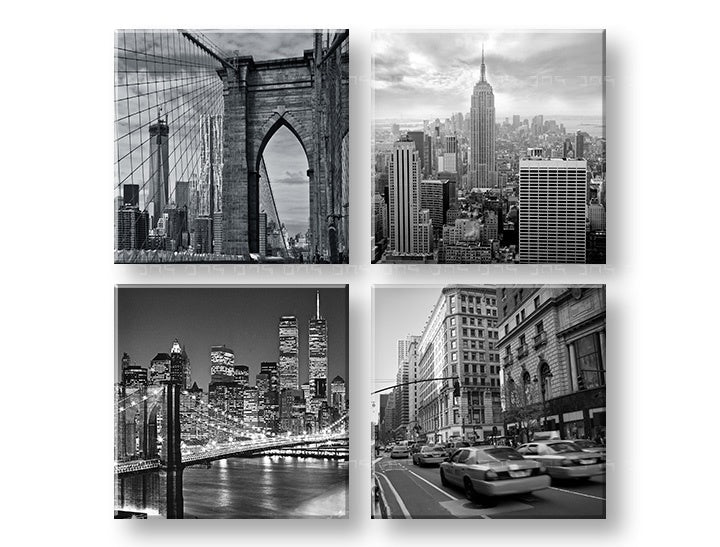 Pop art slika s motivom Big apple u belo-crnih nijansama | Slika za zid Big apple, gradski život – pregled
