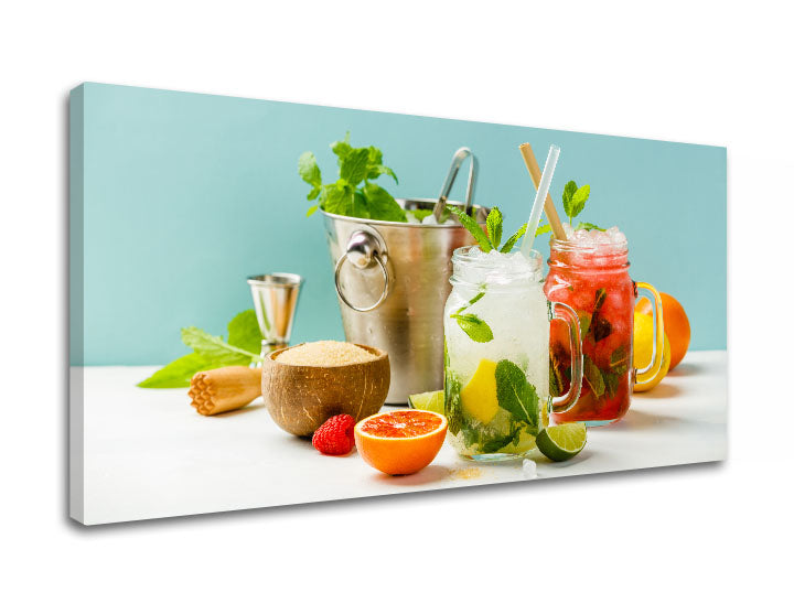 Klasičan slika na platnu s motivom LETNÝ DRINK u zeleno-crvenih nijansama, pogodan za kuhinje | Slika za zid LETNÝ DRINK_069-11 – proizvod