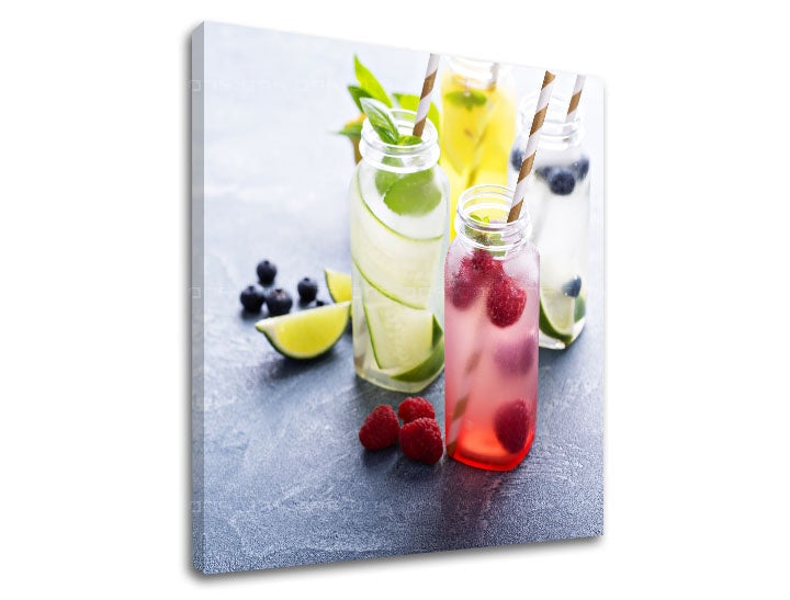 U boho stilu slika s motivom LETNÝ DRINK u plavo-zelenih nijansama | Slika za zid LETNÝ DRINK_088-12 – pregled