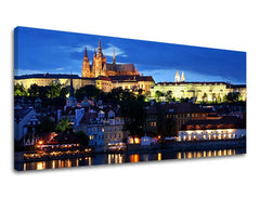 Klasičan slika s motivom PANORAMA PRAHA, noćno nebo, pejzaž u belo-plavih nijansama | Slika za zid PANORAMA PRAHA – pregled