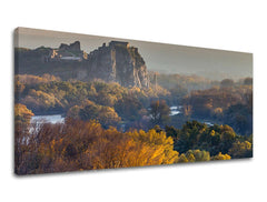 Klasičan slika s motivom PANORAMA SLOVAČKA, reka, šuma u plavo-sivih nijansama | Slika za zid PANORAMA SLOVAČKA, priroda – pregled