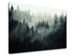 Klasičan slika na platnu s motivom HORY, magla, izmaglica, pejzaž, mapa u belo-sivih nijansama, svečana atmosfera, priroda i samoća, pogodan za kancelarije – proizvod