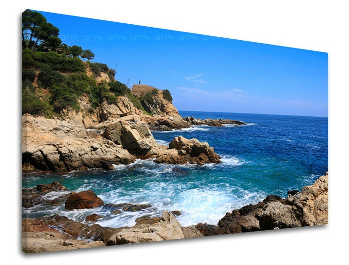 U boho stilu slika s motivom PLAŽA, okean, talasi u smeđe-plavih nijansama | Slika za zid PLAŽA, priroda i primorski život – pregled