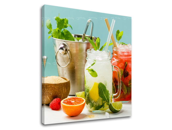 Moderan slika na platnu s motivom LETNÝ DRINK u belo-srebrnih nijansama, tropski raj | Slika za zid LETNÝ DRINK_069-12 – glavna