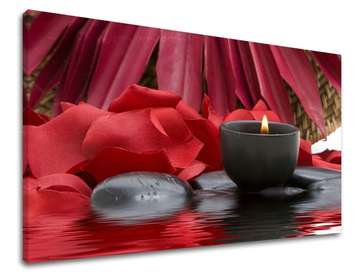 Art deko slika s motivom FENG SHUI, cveće, mapa u crveno-crnih nijansama | Slika za zid FENG SHUI, romantika – pregled