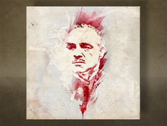 Moderan slika na platnu s motivom Godfather Marlon Brando - AQUArt u belo-bežih nijansama, intenzivna atmosfera, filmski svet i snaga i moć – glavna
