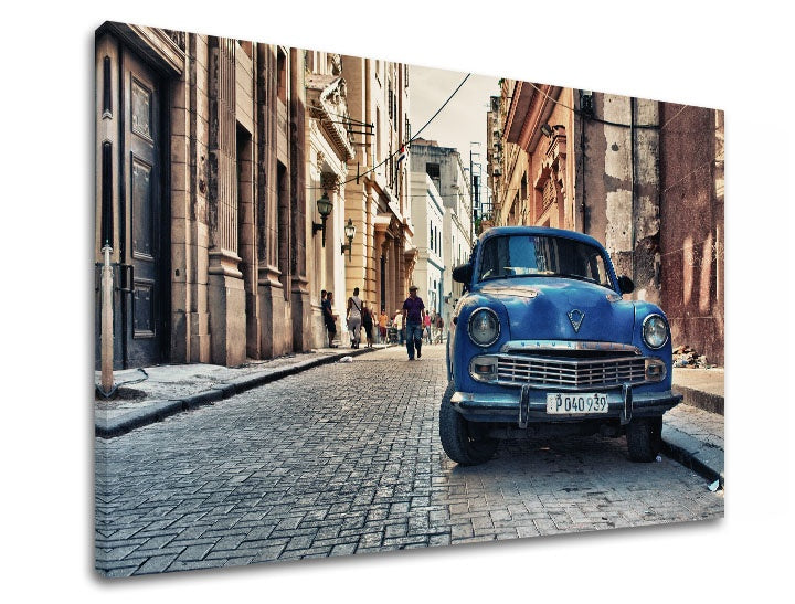 Vintage slika s motivom MOTO, automobil, mapa u bež-plavih nijansama | Slika za zid MOTO_008-11 – pregled
