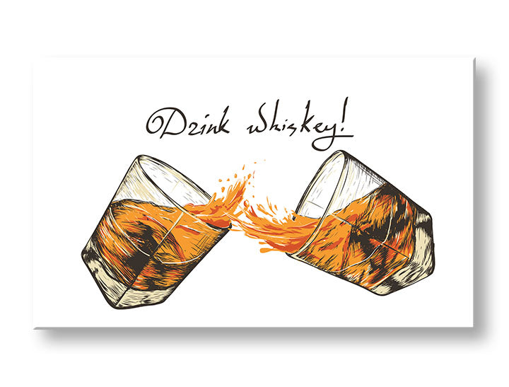 Industrijski slika na platnu s motivom pejzaž u belo-crnih nijansama, vesela atmosfera, proslava | Slika za zid s textom Drink whiskey – glavna