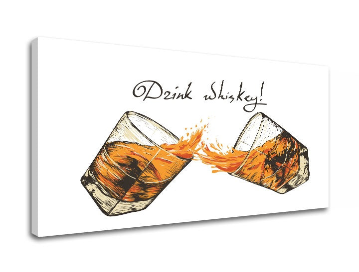 Industrijski slika s motivom pejzaž u belo-crnih nijansama | Slika za zid s textom Drink whiskey, proslava – pregled