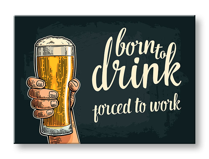 Minimalistički slika na platnu u belo-bežih nijansama, pogodan za kuhinje | Slika za zid s textom Born to drink – glavna