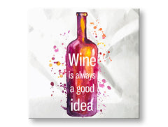 Pop art slika na platnu s motivom dečji motiv u belo-ljubičastih nijansama, razigrana atmosfera, proslava, pogodan za kuhinje | Slika za zid s textom Wine is always good idea – glavna