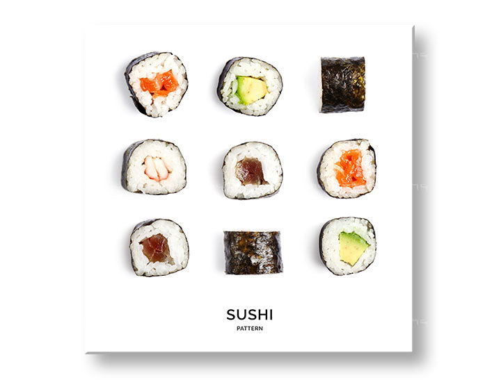 Industrijski slika na platnu s motivom SUSHI, priroda u belo-crnih nijansama, pogodan za kuhinje | Slika za zid SUSHI_067-12 – glavna