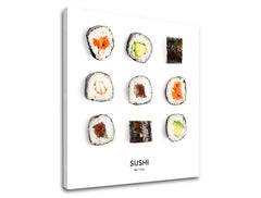 Industrijski slika na platnu s motivom SUSHI, priroda u belo-crnih nijansama, pogodan za kuhinje | Slika za zid SUSHI_067-12 – proizvod