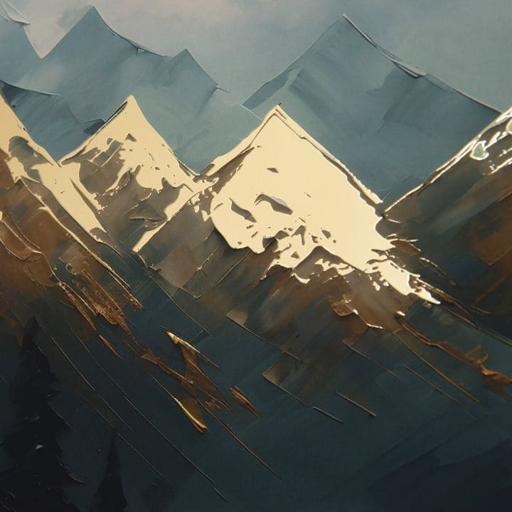 Moderan slika na platnu s motivom planine, sneg, drveće, nebo, mirna atmosfera, priroda i samoća | Poster za zid s EXTRA efektom - Mountain Majesty – proizvod, pogled 2