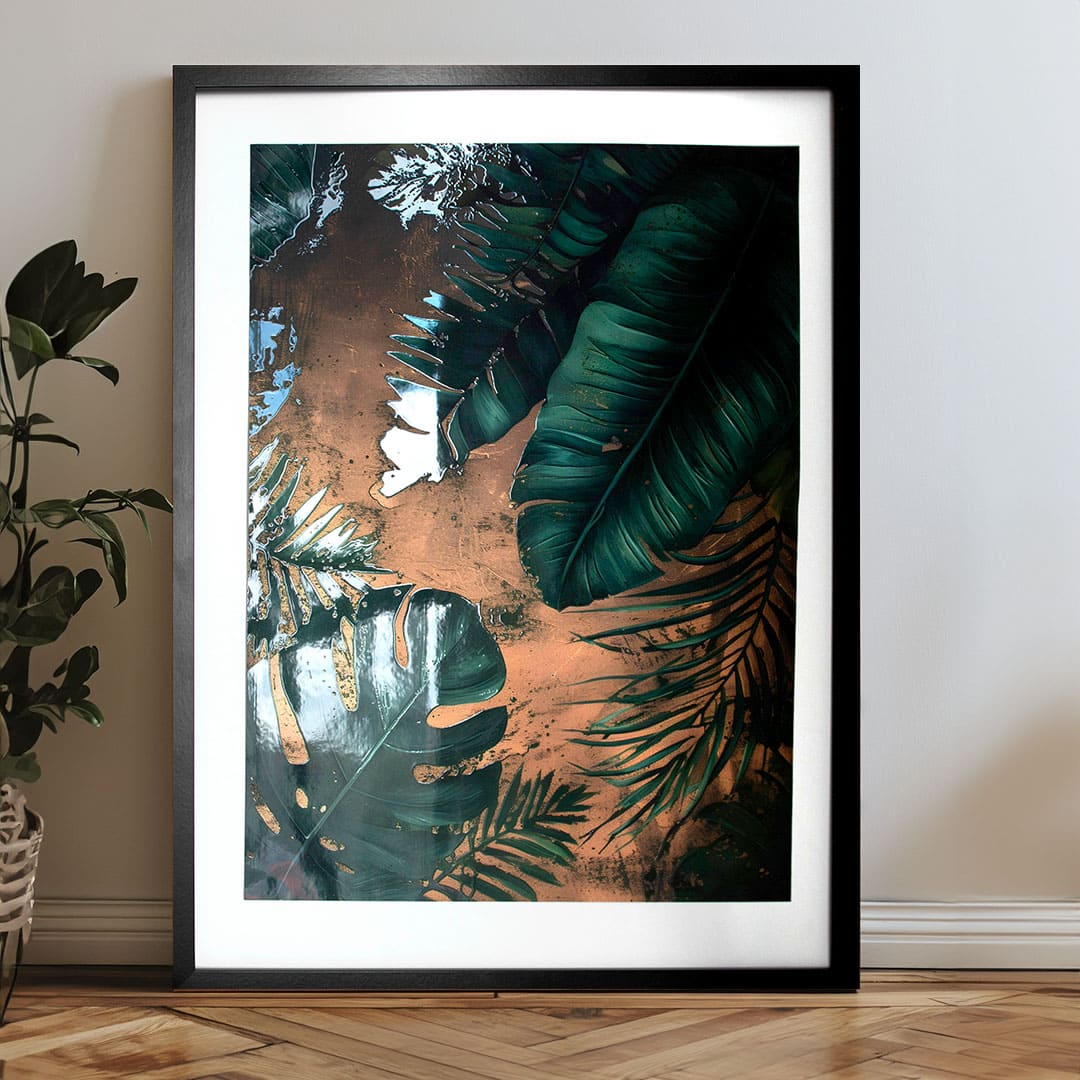 Moderan slika na platnu, priroda i tropski raj | Poster za zid s EXTRA efektom - Midnight Jungle, zidna dekoracija – proizvod