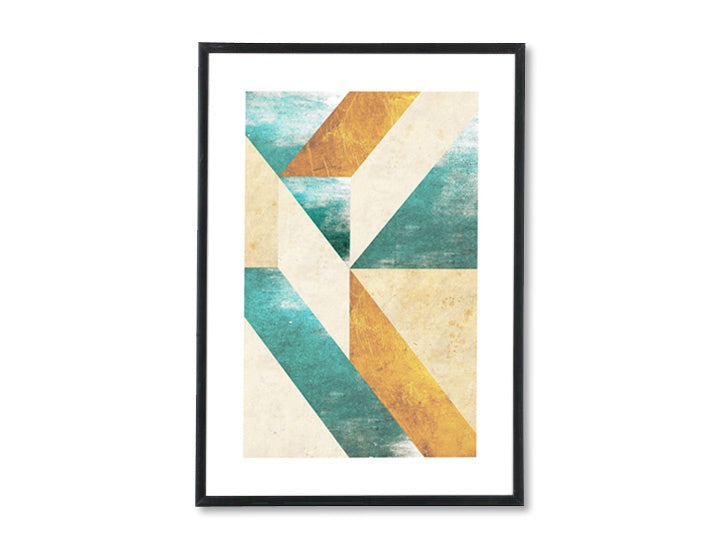 Geometrijski slika s motivom Structure & Dream u krem-plavih nijansama | Poster za zid Structure & Dream, minimalizam – pregled