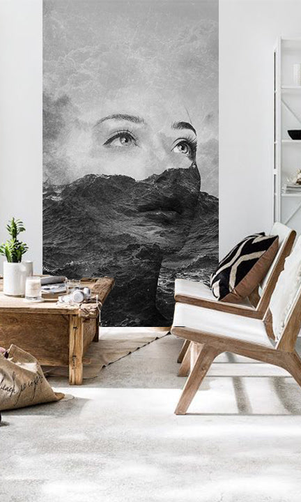 Geometrijski slika na platnu s motivom Zoya VERDI + lepak Besplatno, okean, talasi u belo-crvenih nijansama, sanjiva atmosfera, snovi, pogodan za kancelarije – glavna